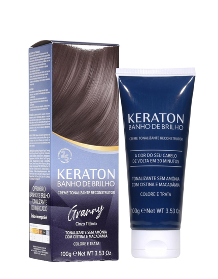 Keraton Banho de Brilho Máscara Tonalizante Marsala - Granny - Cinza Titanio 100g