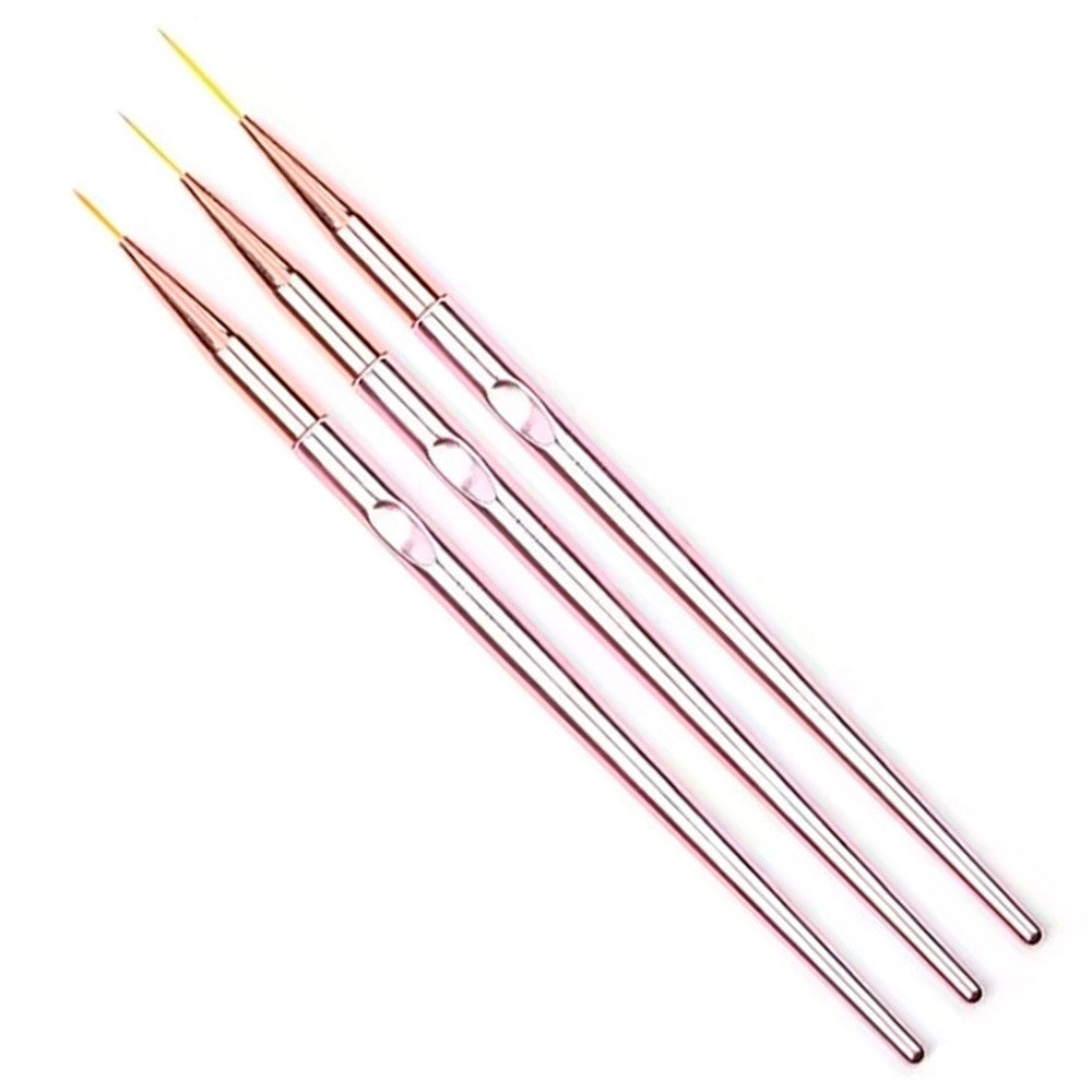 Kit Pincel Fino Rose decoração de unha Com 3 Shoyyi
