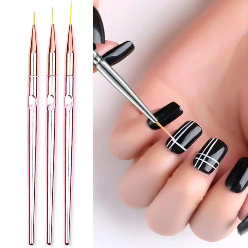 Kit Pincel Fino Rose decoração de unha Com 3 Shoyyi