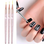 Kit Pincel Fino Rose decoração de unha Com 3 Shoyyi