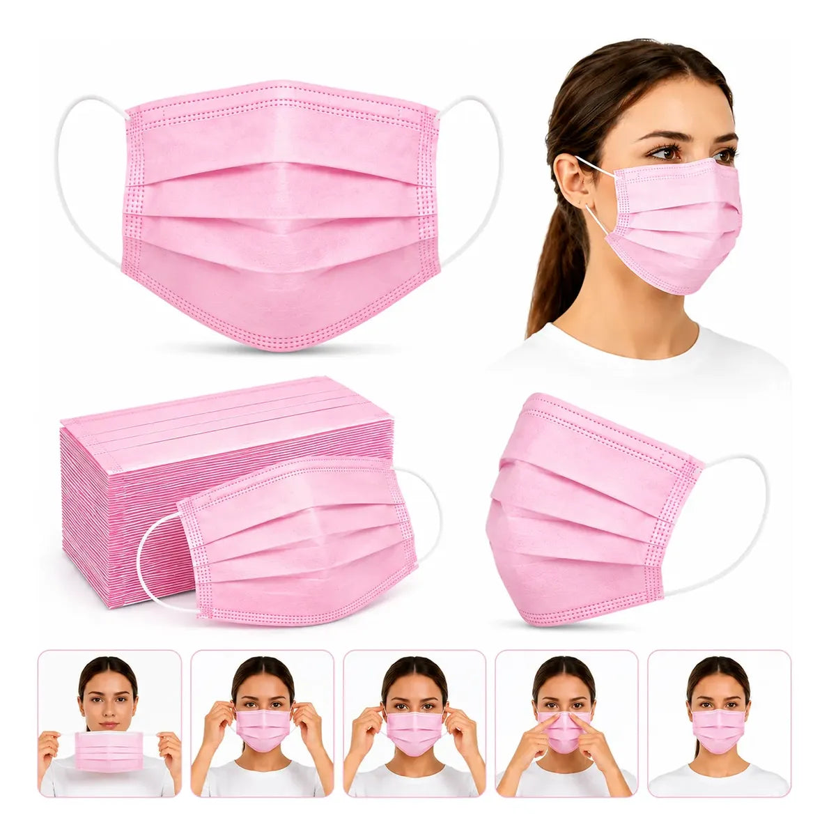 Mascara Rosa Descartável  Santa Clara 25 Unidades