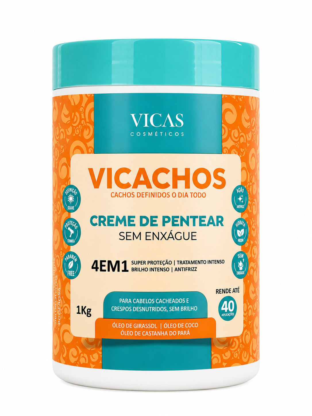 Creme de Pentear Vicachos 4 em 1 Vicas 1kg