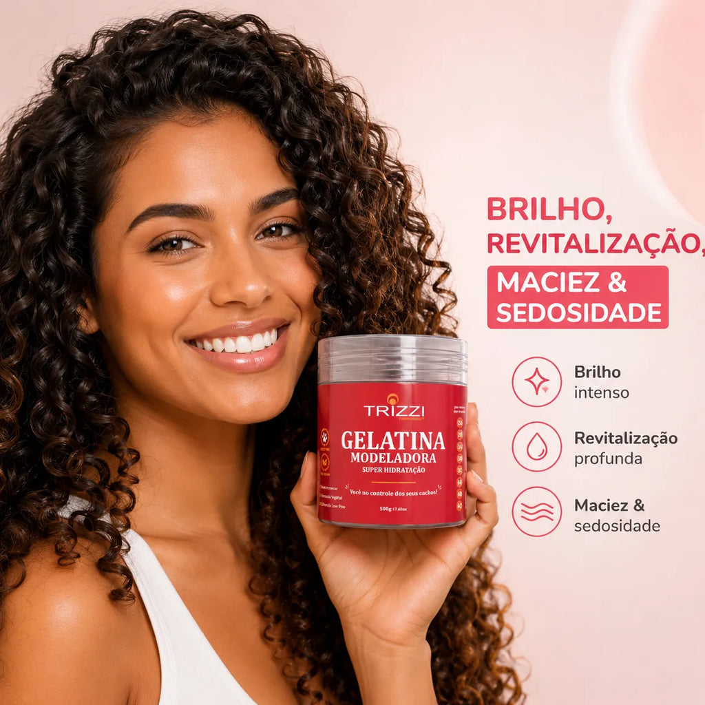 Gelatina Cachos Crespo Brilho Revitalizante Keratina Trizzi 500g