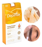 Folhas Prontas Depilflax Natural Epilação Facial 24 unidades