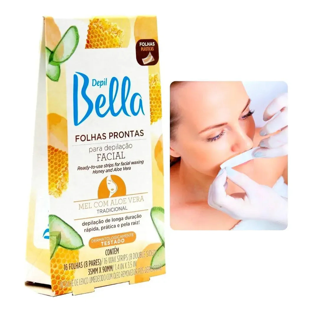 Folhas Depilatórias Faciais de Mel Depil Bella 16 Unidades