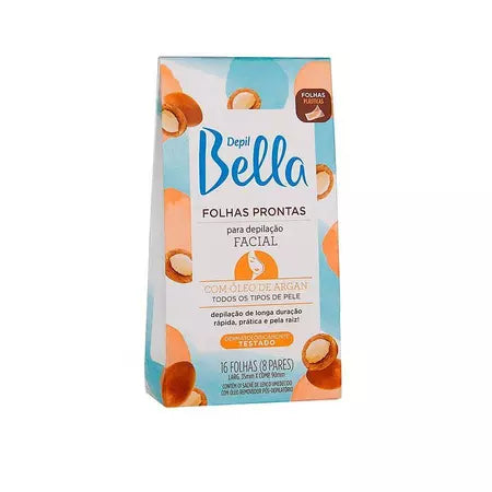 Folhas Prontas Depil Bella Facial Argan - 16unidades