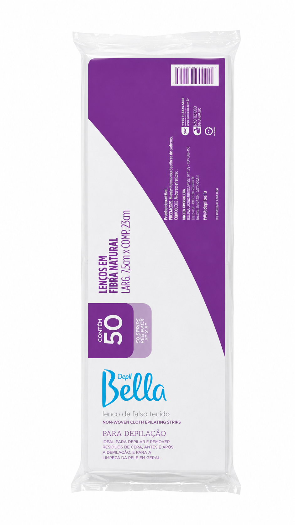 Depil Bella Lenço P/ Depilação Tecido Falso Natural 50 Folhas