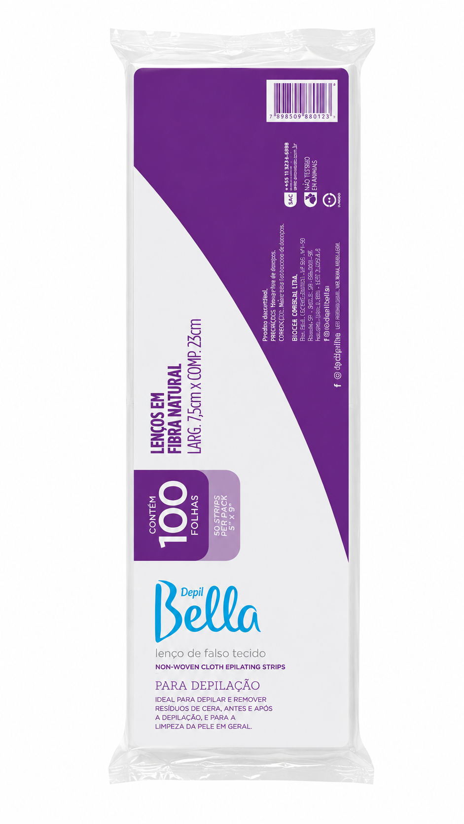 Depil Bella Lenço P/ Depilação Tecido Falso Natural 100 Folhas