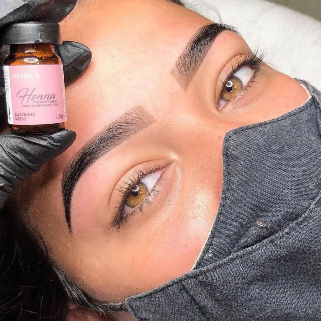 Kit Henna Profissional para Sobrancelhas Menela  Castanho Médio 2,5g