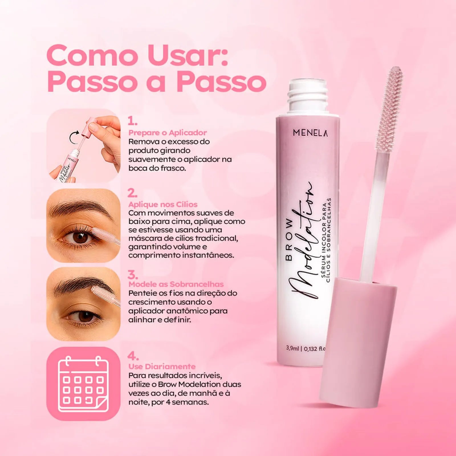 Sérum Fortalecedor para Sobrancelhas e Cílios - Brow Modelation Incolor Menela 3,9ml