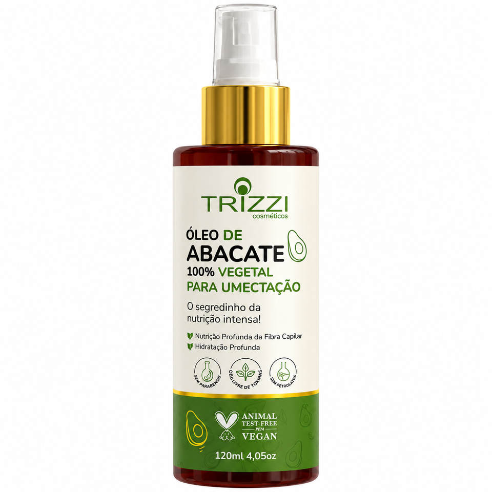 Óleo Vegetal Abacate Vegano Nutritivo Restaurador Trizzi 120ml