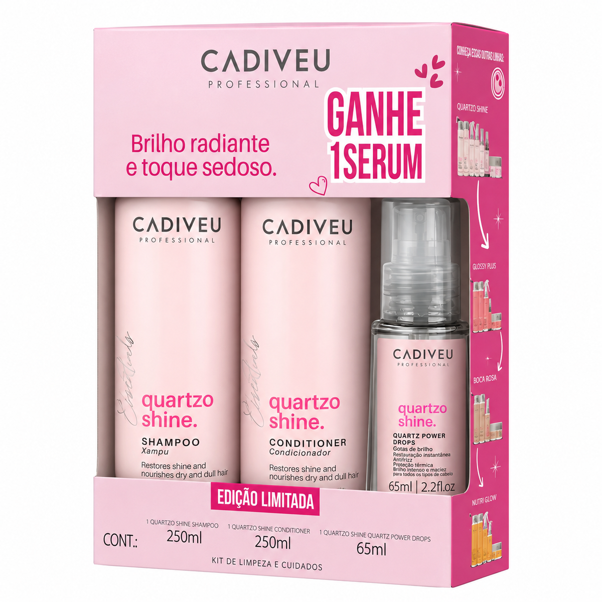 Kit Shampoo + Condicionador + Serum Cadiveu Quartzo Shine