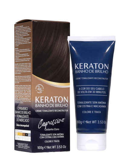 Keraton Banho de Brilho Máscara Tonalizante Marsala - Capuccino - Castanho Claro 100g