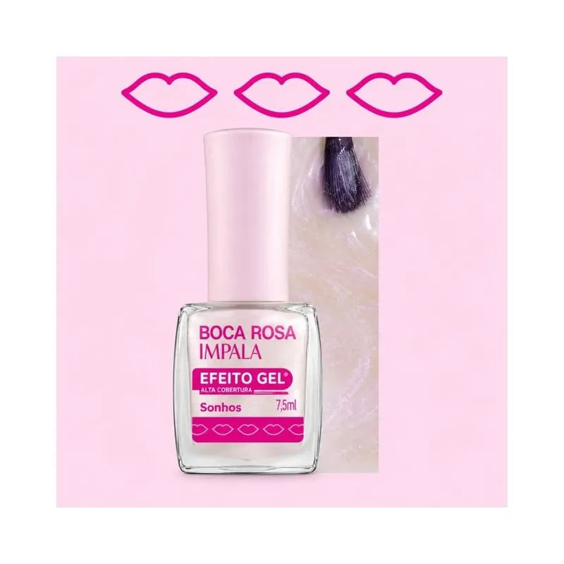 Esmalte Cintilante Impala Boca Rosa Efeito Gel Sonhos 11ml