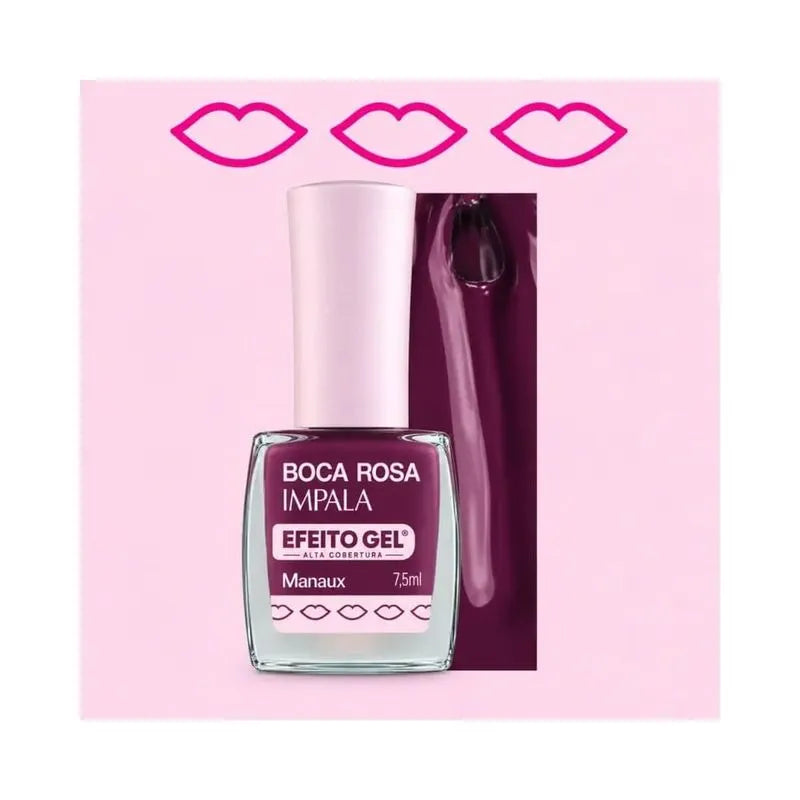 Esmalte Cremoso Impala Boca Rosa Efeito Gel Manaux 11ml