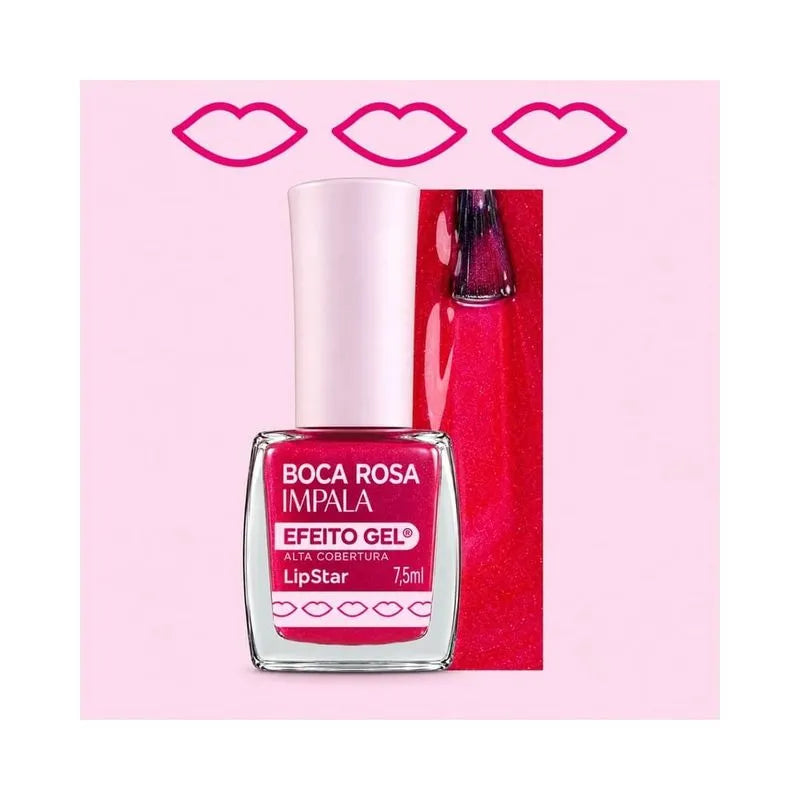 Esmalte Cintilante Impala Boca Rosa Efeito Gel Lip Star 11ml