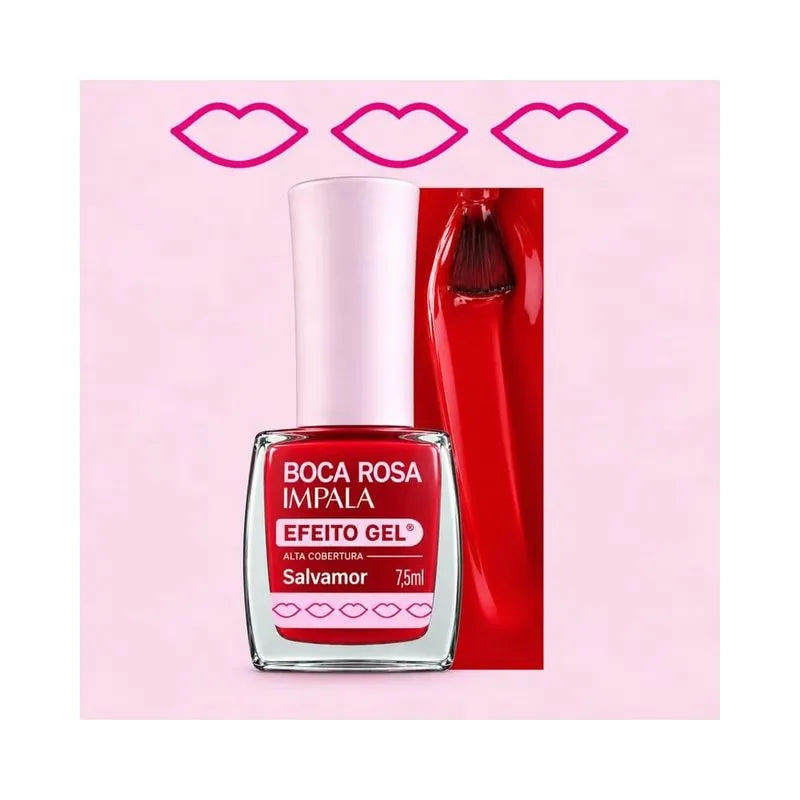 Esmalte Cremoso Impala Boca Rosa Efeito Gel Salvamor 11ml