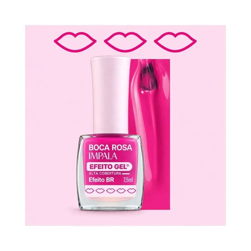Esmalte Cremoso Impala Boca Rosa Efeito Gel Efeito BR 11ml