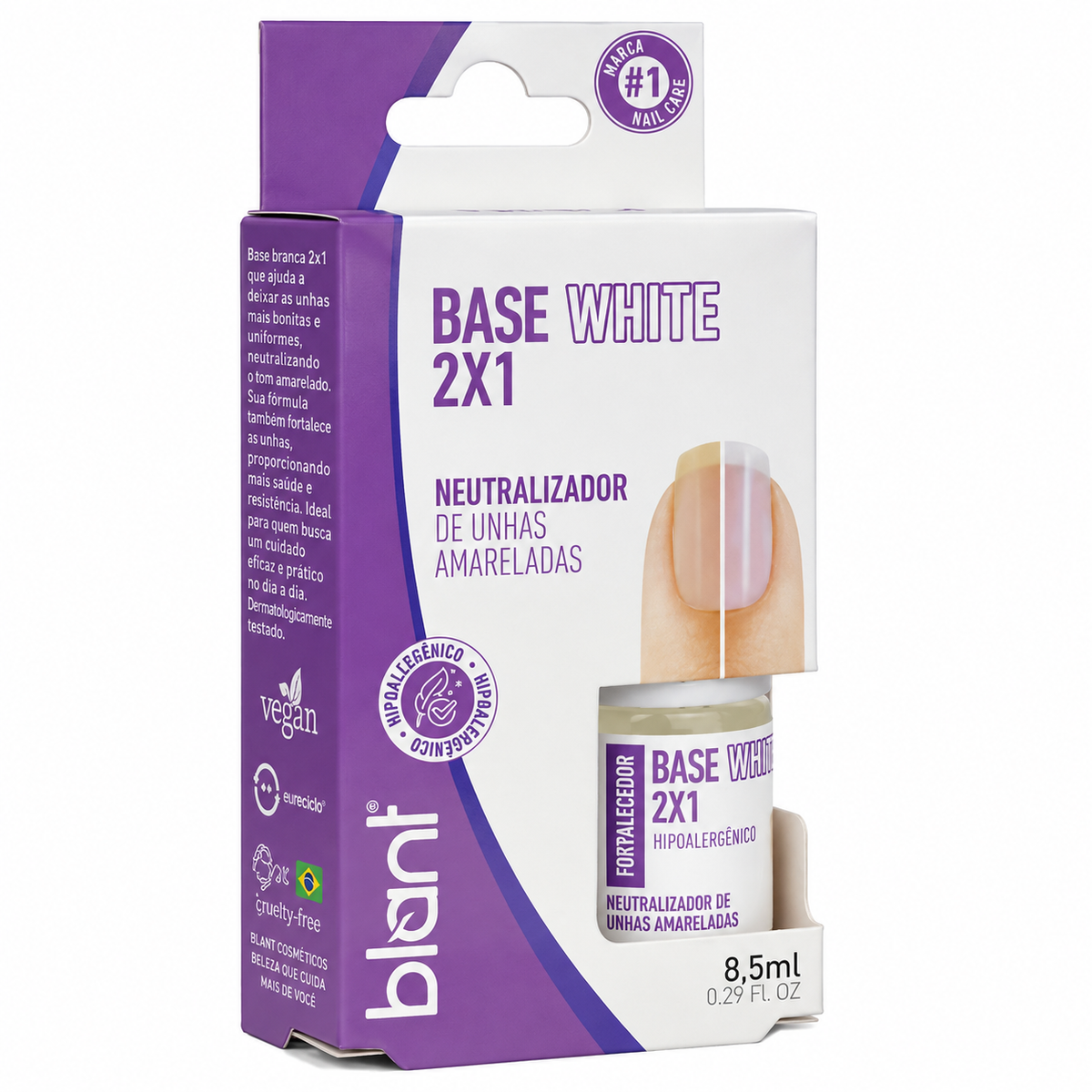 Base white blant 2x1 neutralizador de unhas amareladas 8.5ml
