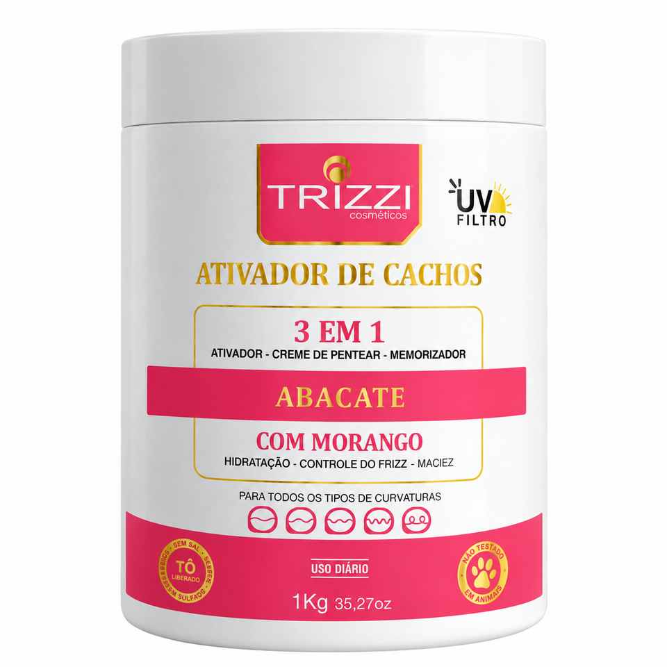 Ativador de Cachos 3 em 1 Abacate + Morango Trizzi 1Kg