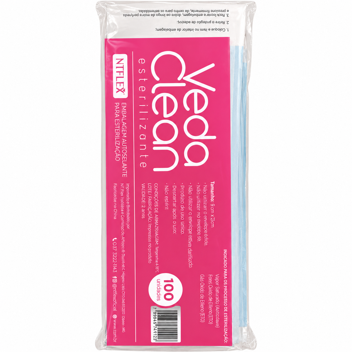 EMBALAGEM P/ESTERILIZAÇÃO VEDACLEAN  NTFLEX C/100 UNID