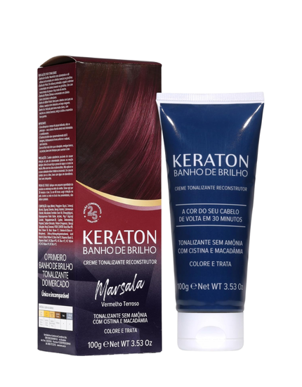 Keraton Banho de Brilho Máscara Tonalizante Marsala - Vermelho Terroso 100g