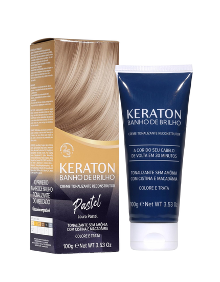 Keraton Banho de Brilho Máscara Tonalizante Marsala - Pastel - Louro Pastel 100g