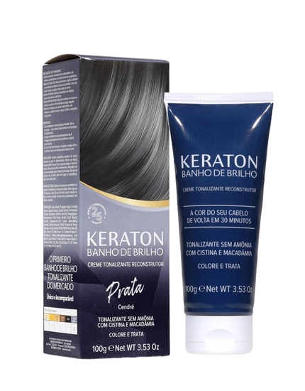Keraton Banho de Brilho Máscara Tonalizante Marsala - Prata - Cendré 100g