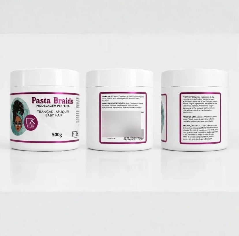 Pasta Modeladora Braids Etik Tranças Apliques Baby Hair 500g