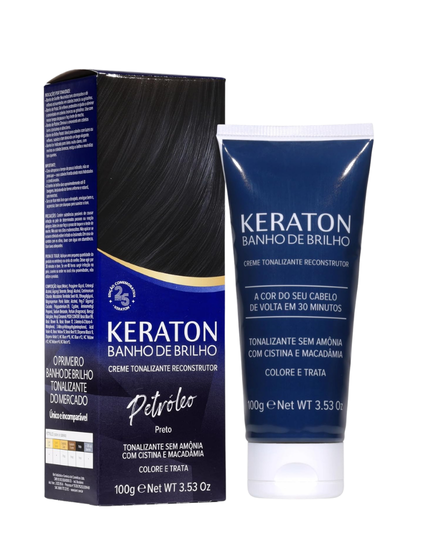 Keraton Banho de Brilho Máscara Tonalizante Petróleo - Preto 100g
