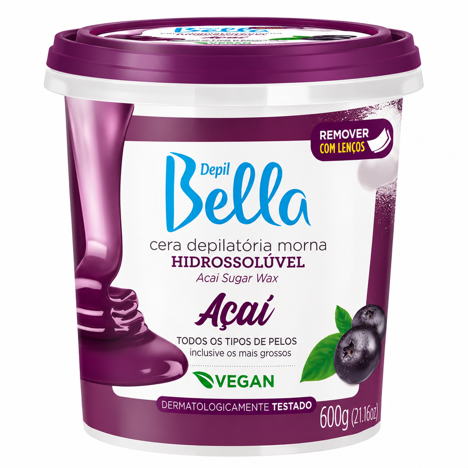 Cera Hidrossoluvel Acai Vegan Depil Bella 600g