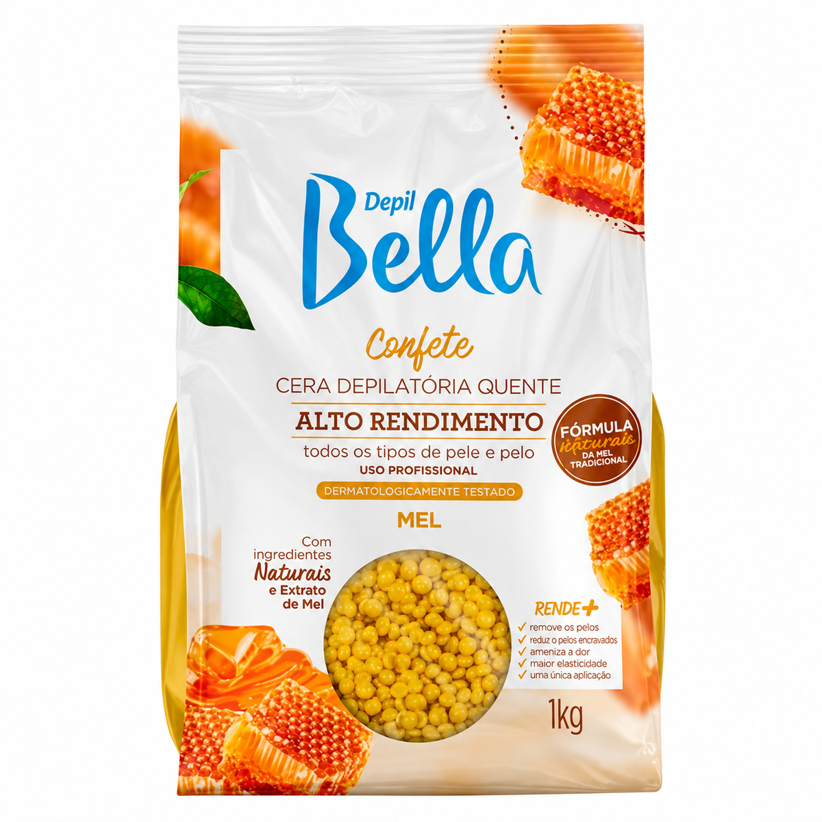 Cera Depilatória Quente Depil Bella Confete Mel 1Kg