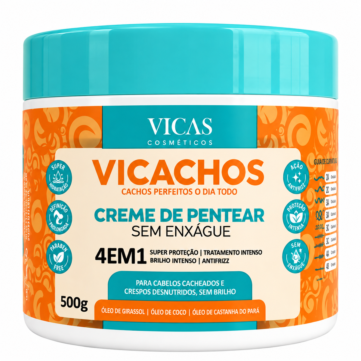 Creme de Pentear Vicachos 4 em 1 Vicas 500g
