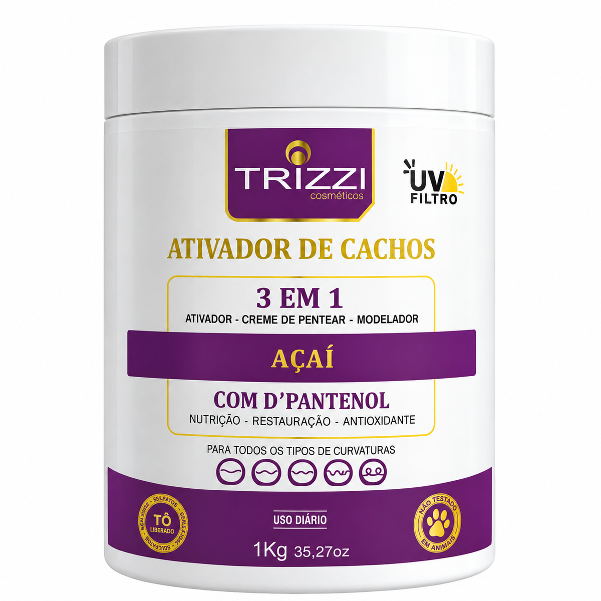 Ativador de Cachos 3 em 1 Açai + D' Pantenol + Karite Trizzi 1Kg