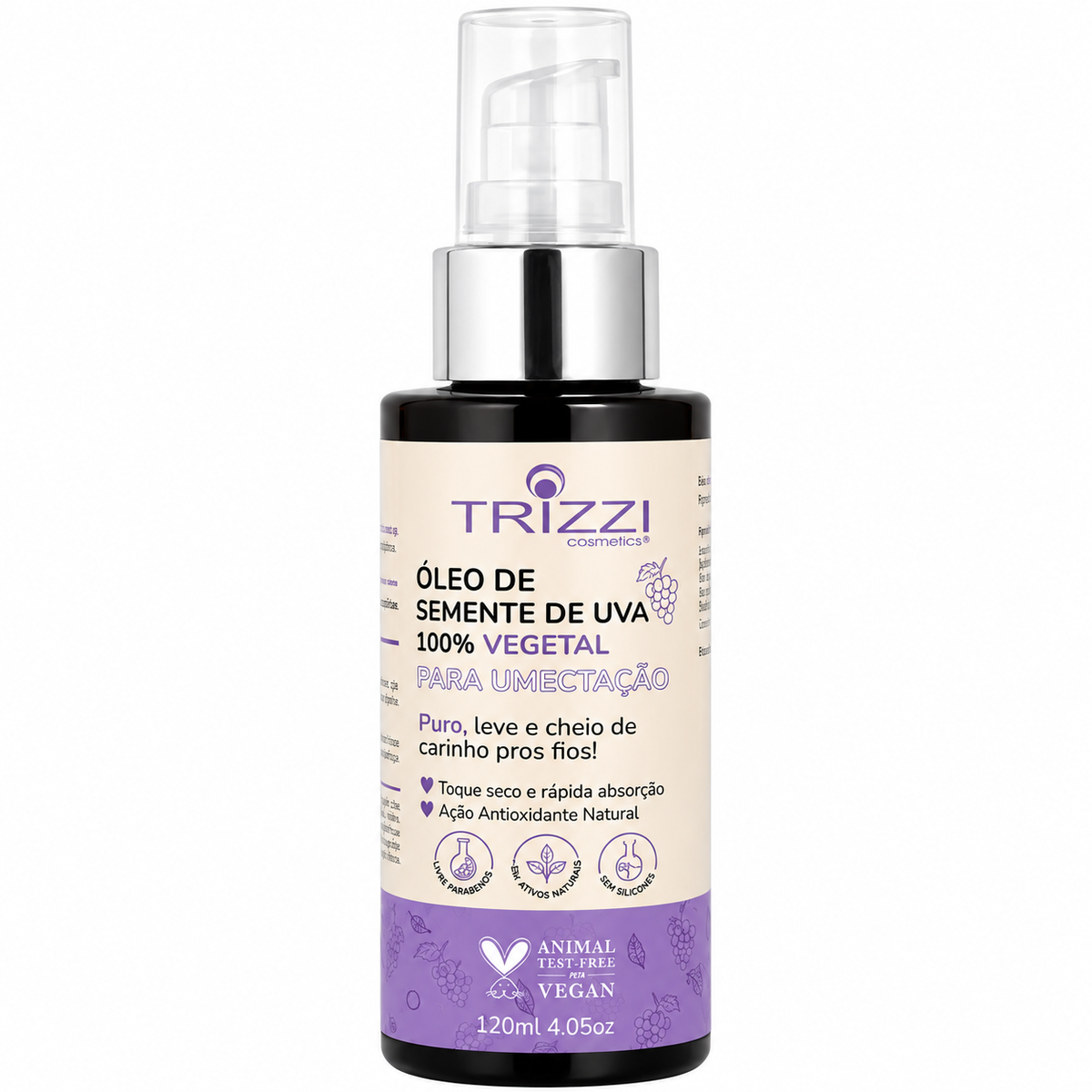 Oleo Semente De Uva 100% Vegetal Trizzi Antioxidante 120 Ml