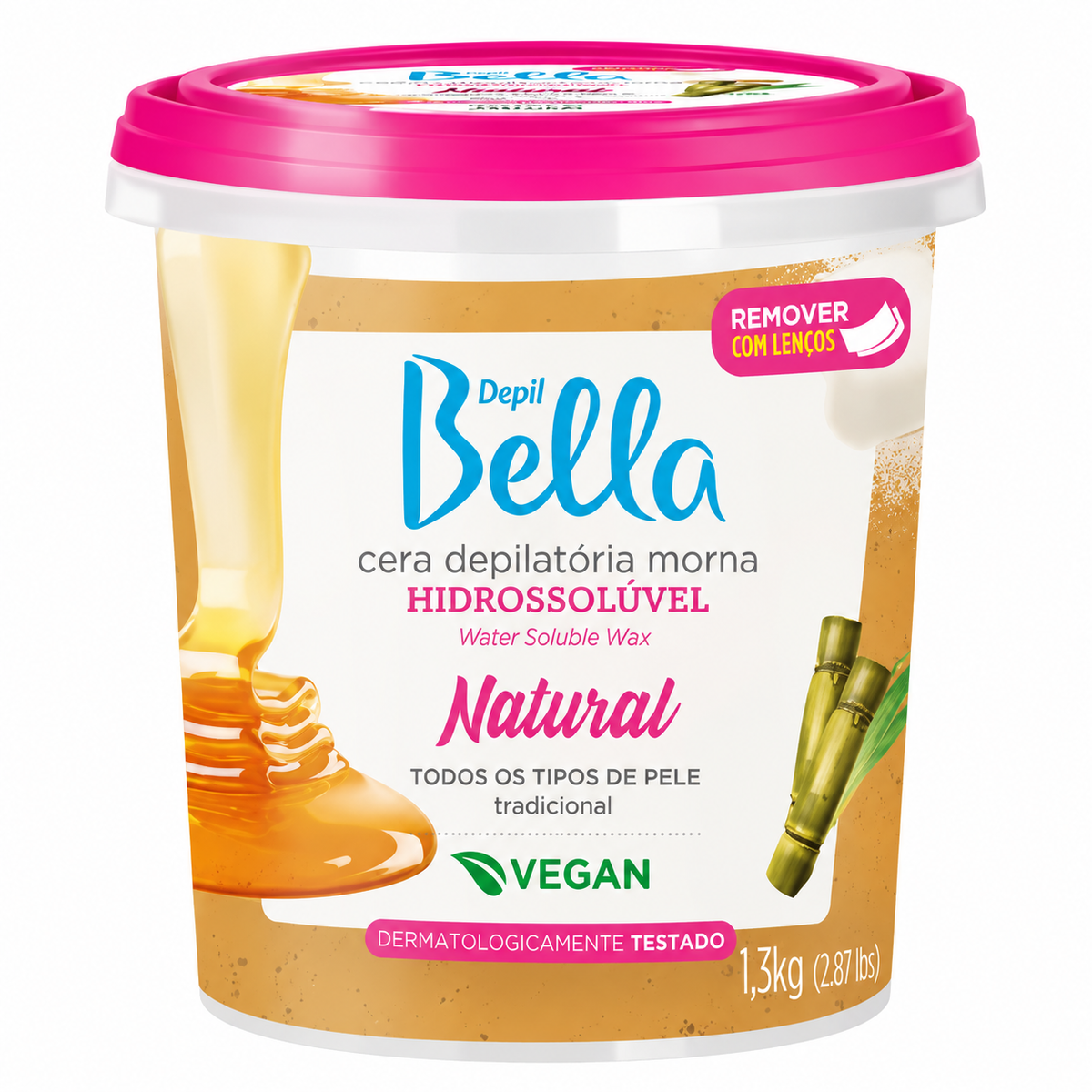 Cera Hidrossoluvel Natural Vegan Depil Bella 1,3kg