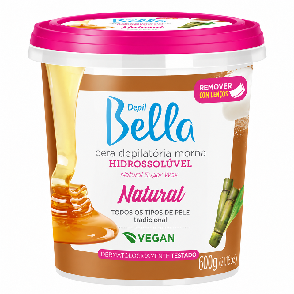 Cera Hidrossoluvel Natural Vegan Depil Bella 600g