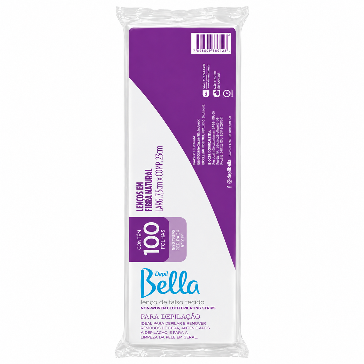 Depil Bella Lenço P/ Depilação Tecido Falso Natural 100 Folhas